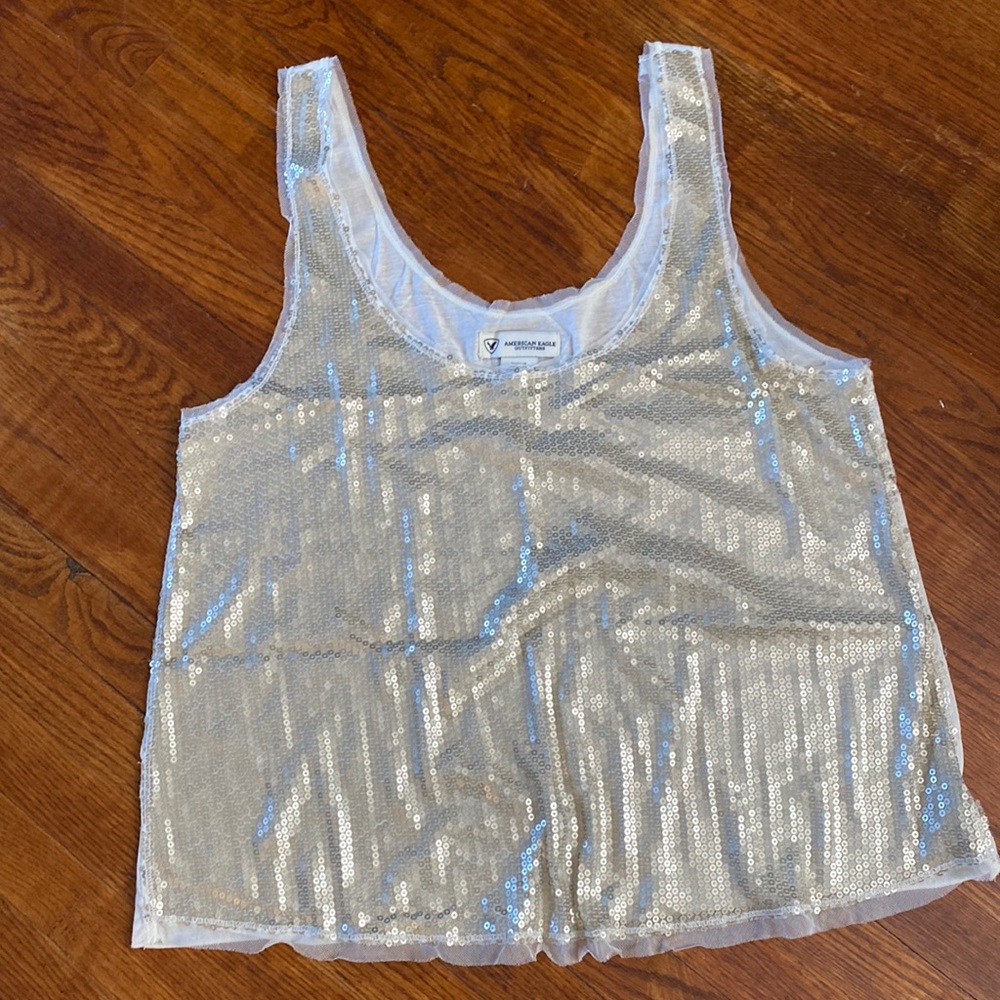 Cropped American Eagle Sequin Tank